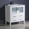 Fresca Torino 30" White Modern Bathroom Cabinet W/ Integrated Sink - FCB6230WH-I