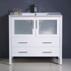 Fresca Torino 36" White Modern Bathroom Cabinet W/ Integrated Sink - FCB6236WH-I