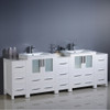 Fresca Torino 84" White Modern Double Sink Bathroom Cabinets W/ Integrated Sinks - FCB62-72WH-I