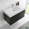 Fresca Mezzo 36" Black Wall Hung Modern Bathroom Cabinet W/ Integrated Sink - FCB8008BW-I