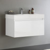 Fresca Mezzo 36" White Wall Hung Modern Bathroom Cabinet W/ Integrated Sink - FCB8008WH-I