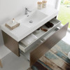 Fresca Mezzo 48" Gray Oak Wall Hung Modern Bathroom Cabinet W/ Integrated Sink - FCB8011GO-I