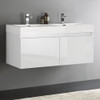 Fresca Mezzo 48" White Wall Hung Double Sink Modern Bathroom Cabinet W/ Integrated Sink - FCB8012WH-I