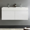 Fresca Mezzo 48" White Wall Hung Double Sink Modern Bathroom Cabinet W/ Integrated Sink - FCB8012WH-I