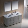 Fresca Oxford 60" Gray Traditional Double Sink Bathroom Vanity - FVN20-3030GR