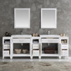 Fresca Cambridge 96" White Double Sink Traditional Bathroom Vanity W/ Mirrors - FVN21-96WH