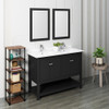 Fresca Manchester 48" Black Traditional Double Sink Bathroom Vanity W/ Mirrors - FVN2348BL-D