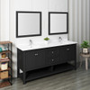 Fresca Manchester 72" Black Traditional Double Sink Bathroom Vanity W/ Mirrors - FVN2372BL-D