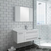 Fresca Lucera 36" White Wall Hung Undermount Sink Modern Bathroom Vanity W/ Medicine Cabinet - Left Version - FVN6136WH-UNS-L