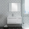 Fresca Lucera 36" White Wall Hung Undermount Sink Modern Bathroom Vanity W/ Medicine Cabinet - Right Version - FVN6136WH-UNS-R