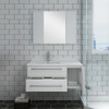 Fresca Lucera 36" White Wall Hung Undermount Sink Modern Bathroom Vanity W/ Medicine Cabinet - Right Version - FVN6136WH-UNS-R