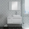 Fresca Lucera 36" White Wall Hung Vessel Sink Modern Bathroom Vanity W/ Medicine Cabinet - Left Version - FVN6136WH-VSL-L