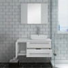 Fresca Lucera 36" White Wall Hung Vessel Sink Modern Bathroom Vanity W/ Medicine Cabinet - Left Version - FVN6136WH-VSL-L