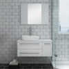 Fresca Lucera 36" White Wall Hung Vessel Sink Modern Bathroom Vanity W/ Medicine Cabinet - Right Version - FVN6136WH-VSL-R