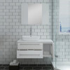 Fresca Lucera 36" White Wall Hung Vessel Sink Modern Bathroom Vanity W/ Medicine Cabinet - Right Version - FVN6136WH-VSL-R
