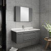 Fresca Lucera 42" Gray Wall Hung Undermount Sink Modern Bathroom Vanity W/ Medicine Cabinet - FVN6142GR-UNS
