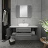Fresca Lucera 48" Gray Wall Hung Vessel Sink Modern Bathroom Vanity W/ Medicine Cabinet - FVN6148GR-VSL