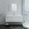 Fresca Lucera 48" White Wall Hung Undermount Sink Modern Bathroom Vanity W/ Medicine Cabinet - FVN6148WH-UNS