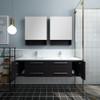 Fresca Lucera 60" Espresso Wall Hung Double Undermount Sink Modern Bathroom Vanity W/ Medicine Cabinets - FVN6160ES-UNS-D