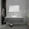 Fresca Lucera 60" Gray Wall Hung Single Vessel Sink Modern Bathroom Vanity W/ Medicine Cabinet - FVN6160GR-VSL