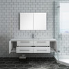 Fresca Lucera 60" White Wall Hung Single Undermount Sink Modern Bathroom Vanity W/ Medicine Cabinet - FVN6160WH-UNS