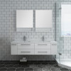 Fresca Lucera 60" White Wall Hung Double Undermount Sink Modern Bathroom Vanity W/ Medicine Cabinets - FVN6160WH-UNS-D