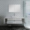 Fresca Lucera 60" White Wall Hung Single Vessel Sink Modern Bathroom Vanity W/ Medicine Cabinet - FVN6160WH-VSL