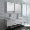 Fresca Lucera 60" White Wall Hung Double Vessel Sink Modern Bathroom Vanity W/ Medicine Cabinets - FVN6160WH-VSL-D