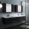 Fresca Lucera 72" Espresso Wall Hung Double Undermount Sink Modern Bathroom Vanity W/ Medicine Cabinets - FVN6172ES-UNS-D