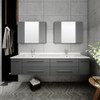 Fresca Lucera 72" Gray Wall Hung Double Undermount Sink Modern Bathroom Vanity W/ Medicine Cabinets - FVN6172GR-UNS-D