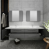 Fresca Lucera 72" Gray Wall Hung Double Undermount Sink Modern Bathroom Vanity W/ Medicine Cabinets - FVN6172GR-UNS-D