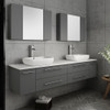 Fresca Lucera 72" Gray Wall Hung Double Vessel Sink Modern Bathroom Vanity W/ Medicine Cabinets - FVN6172GR-VSL-D