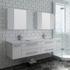 Fresca Lucera 72" White Wall Hung Double Undermount Sink Modern Bathroom Vanity W/ Medicine Cabinets - FVN6172WH-UNS-D