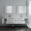 Fresca Lucera 72" White Wall Hung Double Undermount Sink Modern Bathroom Vanity W/ Medicine Cabinets - FVN6172WH-UNS-D