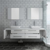Fresca Lucera 72" White Wall Hung Double Vessel Sink Modern Bathroom Vanity W/ Medicine Cabinets - FVN6172WH-VSL-D