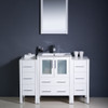 Fresca Torino 48" White Modern Bathroom Vanity W/ 2 Side Cabinets & Integrated Sink - FVN62-122412WH-UNS