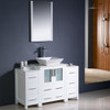 Fresca Torino 48" White Modern Bathroom Vanity W/ 2 Side Cabinets & Vessel Sink - FVN62-122412WH-VSL