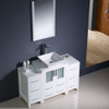 Fresca Torino 48" White Modern Bathroom Vanity W/ 2 Side Cabinets & Vessel Sink - FVN62-122412WH-VSL