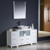 Fresca Torino 54" White Modern Bathroom Vanity W/ 2 Side Cabinets & Vessel Sink - FVN62-123012WH-VSL