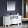 Fresca Torino 60" White Modern Bathroom Vanity W/ 2 Side Cabinets & Integrated Sink - FVN62-123612WH-UNS