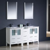 Fresca Torino 60" White Modern Double Sink Bathroom Vanity W/ Side Cabinet & Integrated Sinks - FVN62-241224WH-UNS