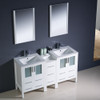 Fresca Torino 60" White Modern Double Sink Bathroom Vanity W/ Side Cabinet & Integrated Sinks - FVN62-241224WH-UNS
