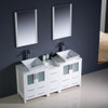 Fresca Torino 60" White Modern Double Sink Bathroom Vanity W/ Side Cabinet & Vessel Sinks - FVN62-241224WH-VSL