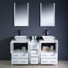Fresca Torino 60" White Modern Double Sink Bathroom Vanity W/ Side Cabinet & Vessel Sinks - FVN62-241224WH-VSL