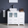 Fresca Torino 36" White Modern Bathroom Vanity W/ Side Cabinet & Vessel Sink - FVN62-2412WH-VSL