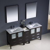 Fresca Torino 72" Espresso Modern Double Sink Bathroom Vanity W/ Side Cabinet & Integrated Sinks - FVN62-301230ES-UNS