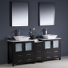 Fresca Torino 72" Espresso Modern Double Sink Bathroom Vanity W/ Side Cabinet & Vessel Sinks - FVN62-301230ES-VSL