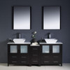 Fresca Torino 72" Espresso Modern Double Sink Bathroom Vanity W/ Side Cabinet & Vessel Sinks - FVN62-301230ES-VSL