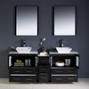 Fresca Torino 72" Espresso Modern Double Sink Bathroom Vanity W/ Side Cabinet & Vessel Sinks - FVN62-301230ES-VSL