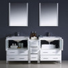 Fresca Torino 72" White Modern Double Sink Bathroom Vanity W/ Side Cabinet & Integrated Sinks - FVN62-301230WH-UNS